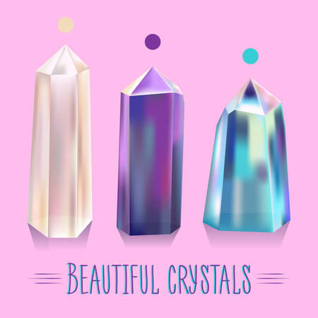 Beautiful vector illustration. Bright, beautiful, shiny crystalsのイラスト素材