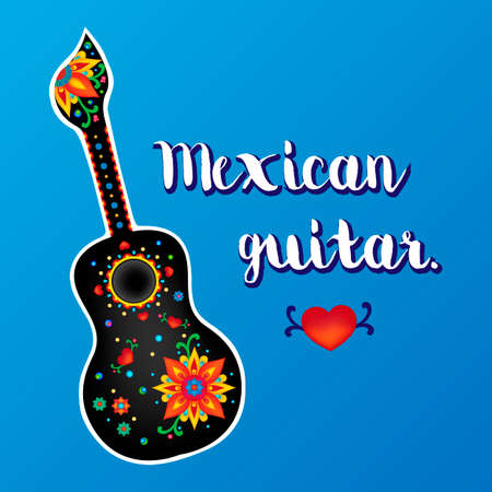 Bright vector illustration. Beautiful Mexican guitar.のイラスト素材