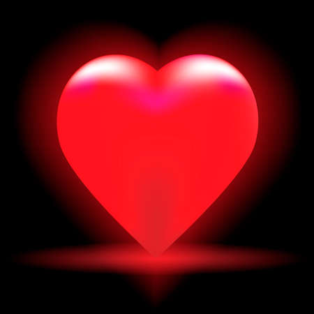 Beautiful vector illustration. Bright red heart on a black backgroundのイラスト素材