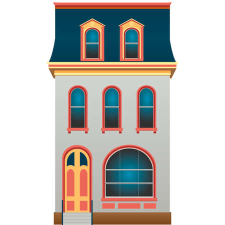 Beautiful vector illustration. Bright, cozy house with a beautiful roofのイラスト素材