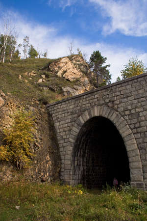 derelict tunnel on railroad around the lake Baikalの写真素材
