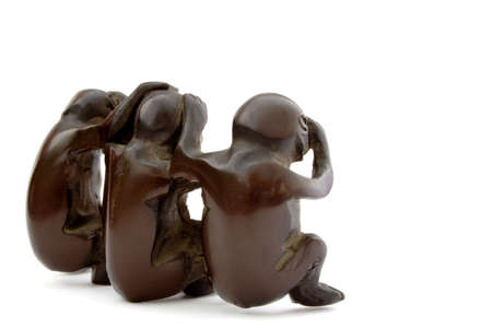 set of 3 ebonite monkeysの写真素材