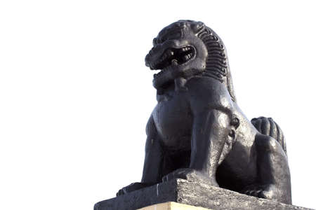 Metal dragon in the buryat's buddhistic sanctuary entrance. The temple (datsan) of Tunka's valley. Copy space.の写真素材