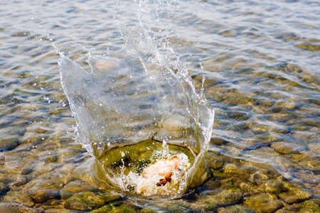 splashes on the lake Baikal surfaceの写真素材