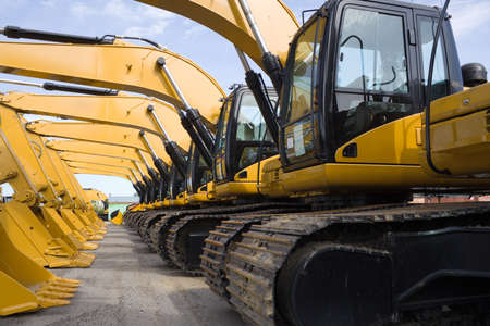 row of excavators