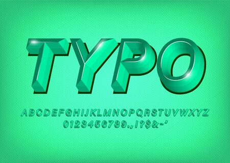 Green 3d Alphabet typeface text effect titleのイラスト素材