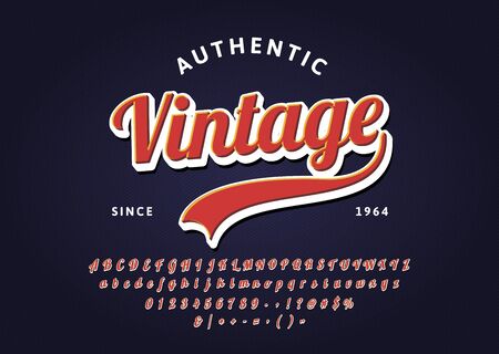Vintage handwritten lettering headline font. Authentic Retro t-shirt logo. Vector script typeface. EPS10のイラスト素材