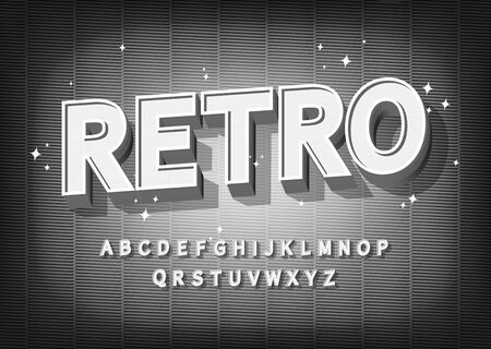Retro font effect. Old cinema styled alphabet on textured background with lettersのイラスト素材