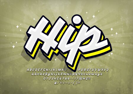 Graffiti Font with Highlight and Shadow. 3D Youth Typography Alphabetのイラスト素材