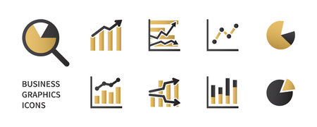 Business graph icon set. Sign collection on isolated white backgroundのイラスト素材