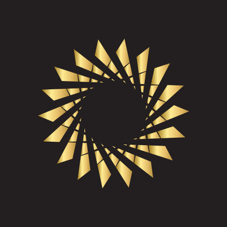 Gold radial. Circle with golden elements. Vector illustration.のイラスト素材