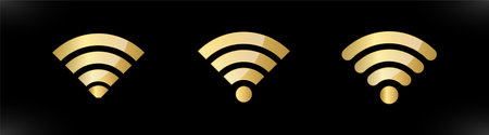 Golden Wi-Fi icon. Wireless network icon. Vector Illustrationのイラスト素材