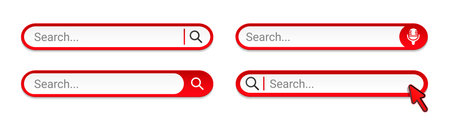 Search bar internet browser set. Address text field collection. UI web browse design with cursor push button. Vector illustration on white backgroundのイラスト素材