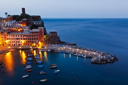 Vernazza Harbor in the Morning Lightの写真素材