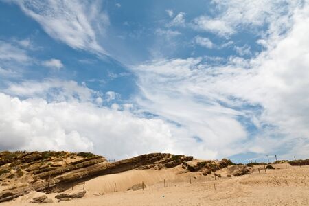 Fence at Guincho Beach near Lisbon, Portugalの写真素材