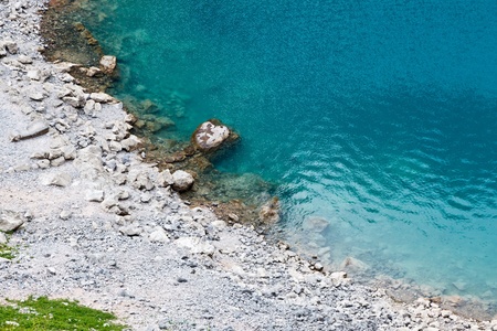 Imotski Blue Lake in Limestone Crater near Split, Croatiaの写真素材