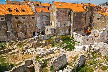 Houses Ruins in Dubrovnik, Croatiaの写真素材