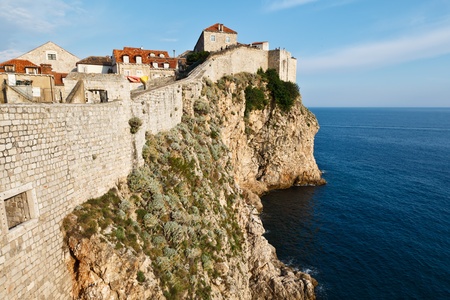 Amazing Dubrovnik Defensive Wall Built on Cliff, Croatiaの写真素材