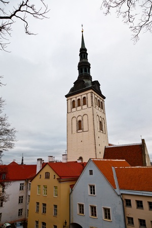 Saint Olaf Church in Old Tallinn, Estoniaの写真素材