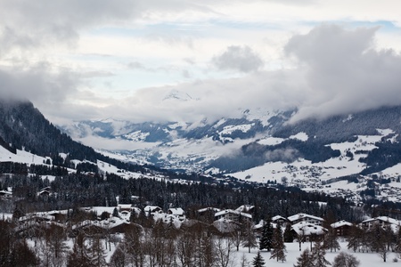 View from Above on Mountain Village of Megeve, French Alpsの写真素材