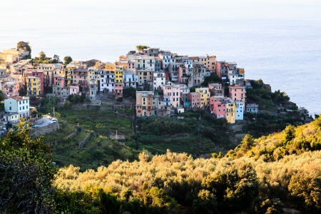 The Medieval Village of Corniglia at Morning, Cinque Terre, Italyの写真素材
