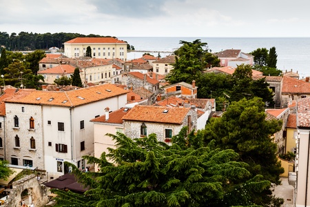 Panoramic View on Old Town of Porec in Croatiaの写真素材