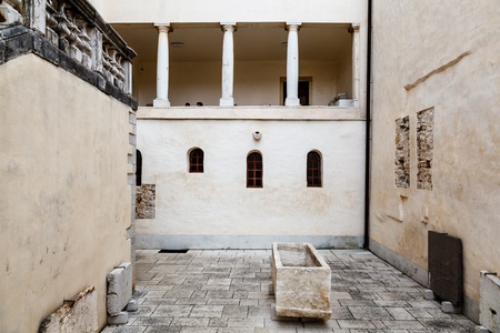 Pillars in the Euphrasian Church Atrium in Porec, Croatiaの写真素材
