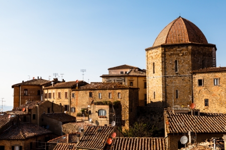 Dome and Houses in the Small Town of Volterra in Tuscany, Italyの写真素材