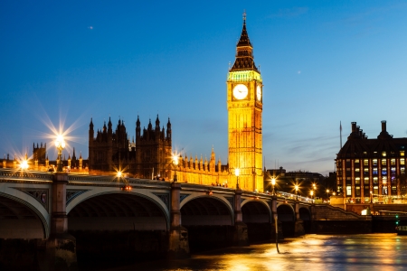 Big Ben and House of Parliament at Night, London, United Kingdomの写真素材