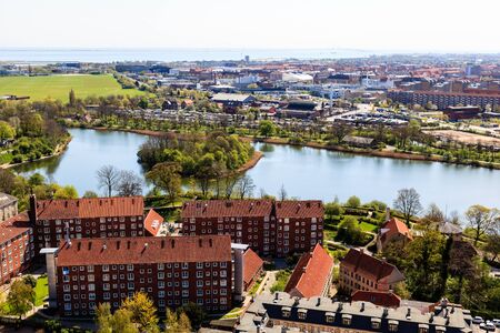 Aerial View on Roofs and Canals of Copenhagen, Denmarkの写真素材