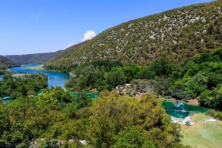 National Park Krka and Cascade of Waterfalls on River Krka, Croatiaのeditorial素材