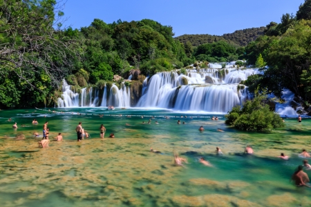 National Park Krka and Cascade of Waterfalls on River Krka, Croatiaのeditorial素材