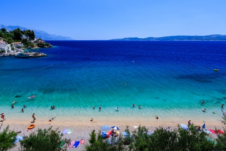Beautiful Adriatic Beach and Lagoon with Turquoise Water near Split, Croatiaのeditorial素材