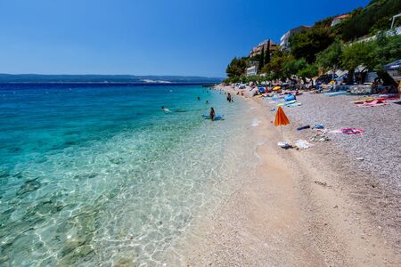 Deep Blue Sea with Transparent Water and Beautiful Adriatic Beach in Croatiaのeditorial素材