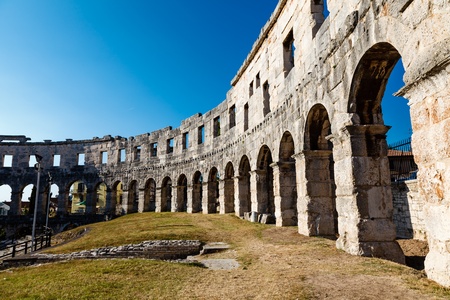 Ancient Roman Amphitheater in Pula, Istria, Croatiaのeditorial素材