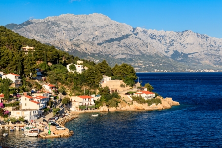 Beautiful Adriatic Beach and Lagoon with Blue Water near Split, Croatiaの写真素材