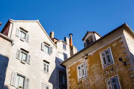 Yellow and White Houses in Split, Croatiaの写真素材