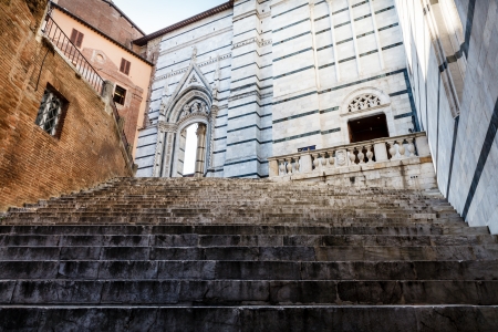 Stairway Up to Cathedral of Siena, Tuscany, Italyの写真素材