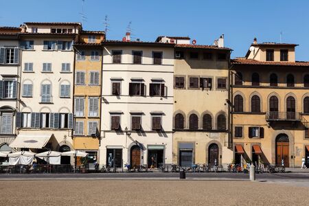 Colorful Houses Facades on Piazza dei Pitti in Florence, Italyのeditorial素材
