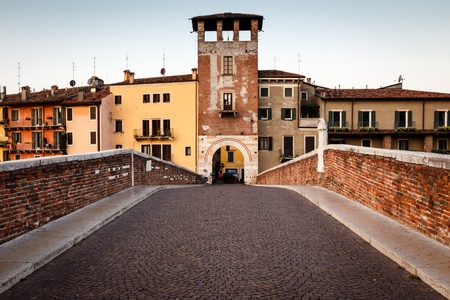Saint Peter Bridge over Adige River in Verona, Veneto, Italy