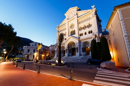 Facade of Saint Nicholas Cathedral in Monaco, Monte Carlo, Franceの写真素材