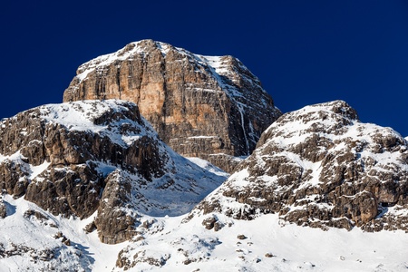 Rocky Mountains on the Ski Resort of Arabba, Dolomites Alps, Italyの写真素材