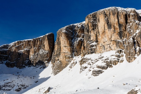 Peak of Vallon on the Skiing Resort of Corvara, Alta Badia, Dolomites Alps, Italyの写真素材