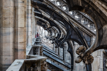 Roof of the Famous Milan Cathedral, Lombardy, Italyの写真素材