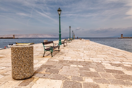 Beautiful Boat Dock in the Town of Senj near Istria, Croatiaの写真素材