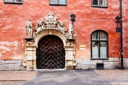 Ornate Marble Gate in Stockholm Old Town  Gamla Stan , Swedenの写真素材