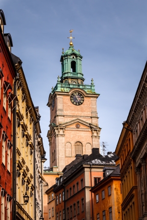 Cathedral of Saint Nicholas (Storkyrkan) Bell Tower, Stockholm, Swedenの写真素材