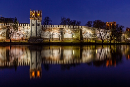 Stunning View of Novodevichy Convent in the Evening, Moscow, Russiaの写真素材