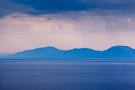 Island of Brac Sillouette in the Rainy Morning, Croatia