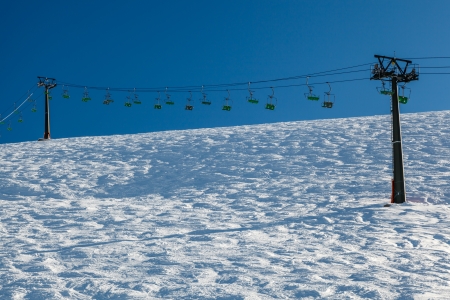 Ski Slope and Ski Lift near Megeve in French Alps, Franceの写真素材